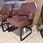 Fauteuil, cognac microvezelstof, metalen onderstel